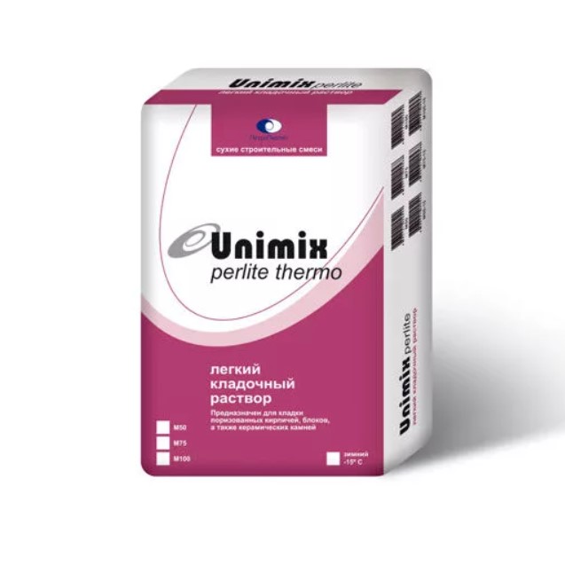 Теплый кладочный раствор Unimix Perlite thermo M50 зимний, 25 кг