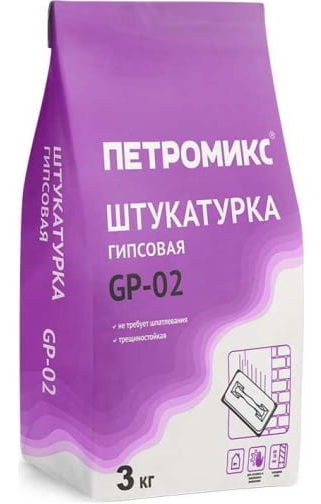 Штукатурка гипсовая ПЕТРОМИКС GP-02 ГШ 3 кг